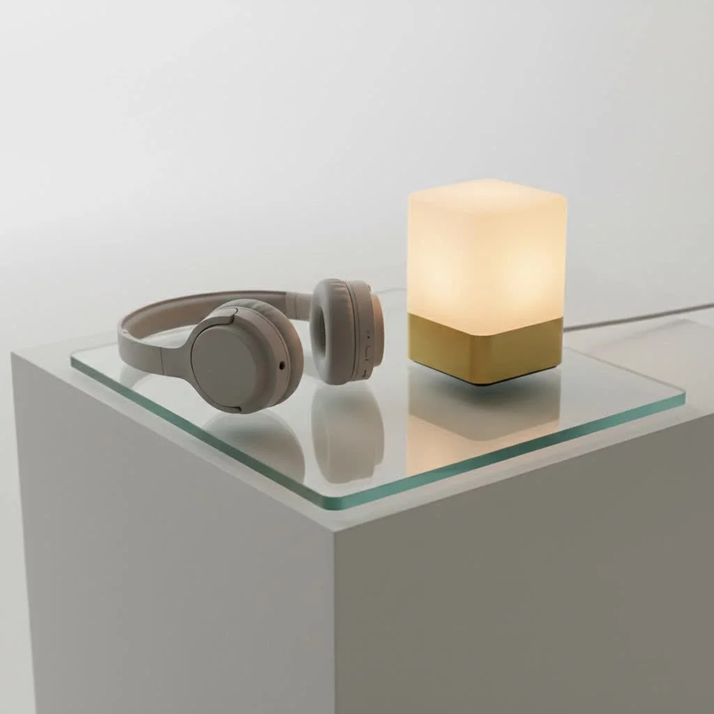 Modern illuminated light switch glowing softly