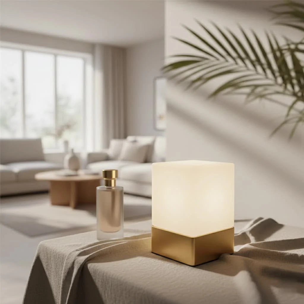 Small night light illuminating a dark room