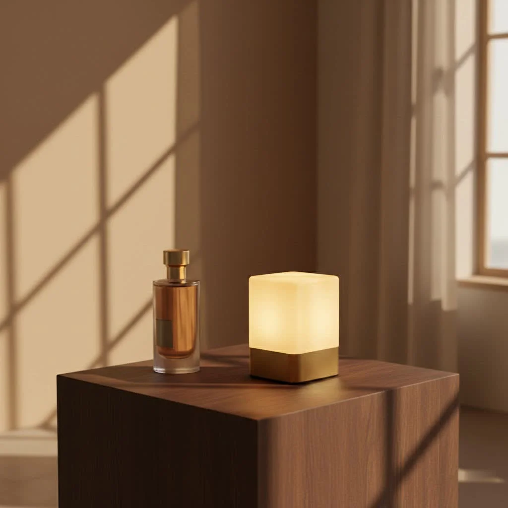 Realistic 3D printed night moon light glowing softly