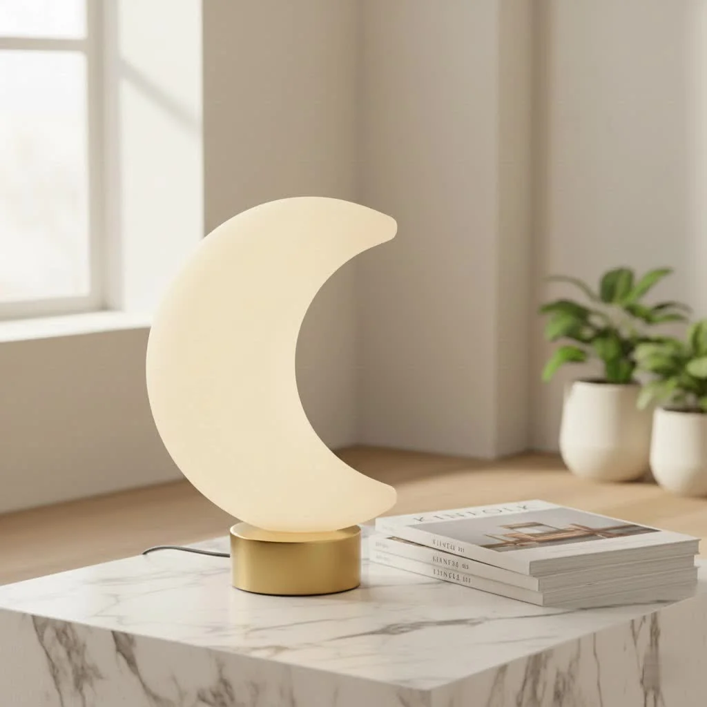 Motion sensitive night light illuminating a dark hallway
