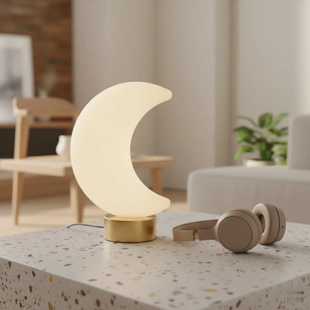 Blue canary night light glowing softly